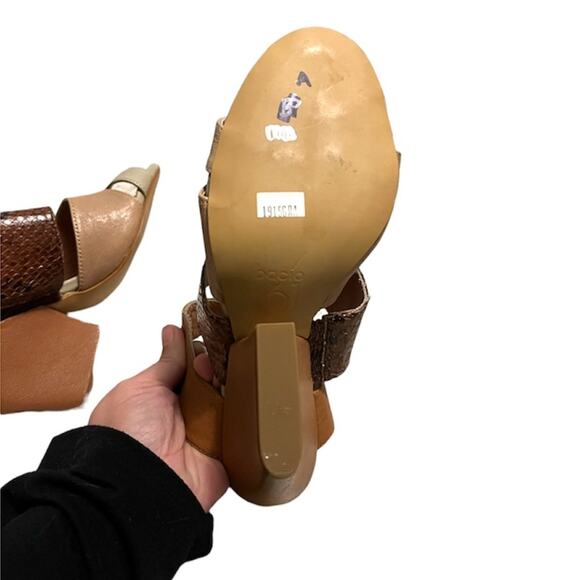 Bacio 61 "Bozzolo"  Brown & Beige Snake Print Leather Heels - Picture 5 of 5